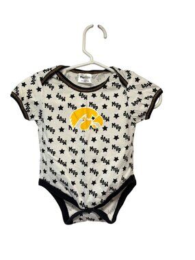 Pro Edge Infant Baby Size 3 6 months 1 piece Bodysuit White Black Gold Iowa Hawk